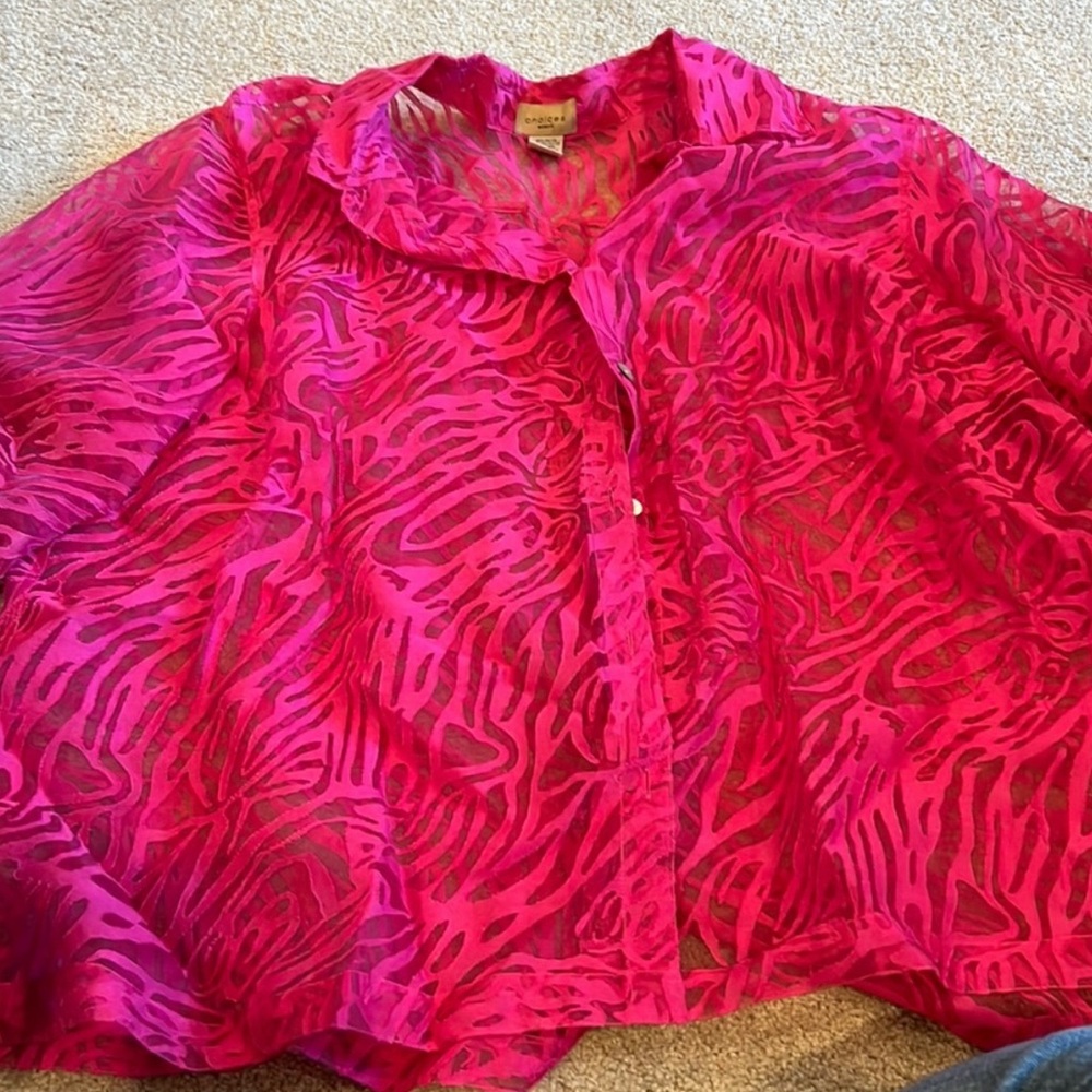 Choices Fuchsia Sheer Top